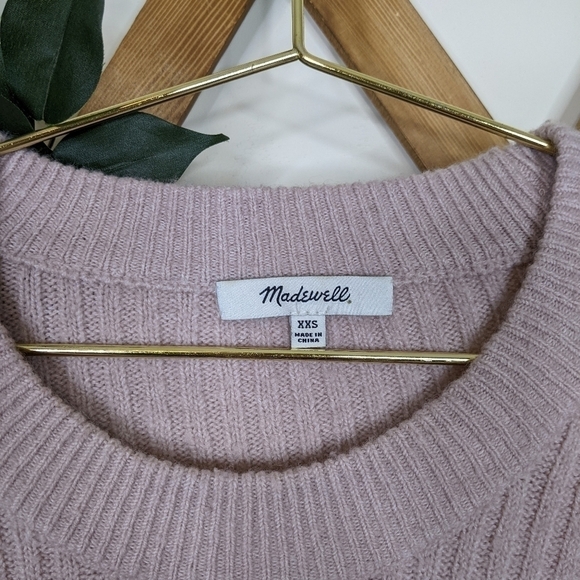 Madewell Bell Sleeve Ribbed Crew Neck Wool Blend Blush Pink Sweater - Picture 6 of 9